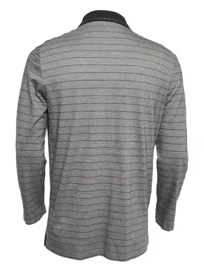 Pre-owned Boss Green Hugo Boss Striped Long-sleeve Polo Shirt In Gray
