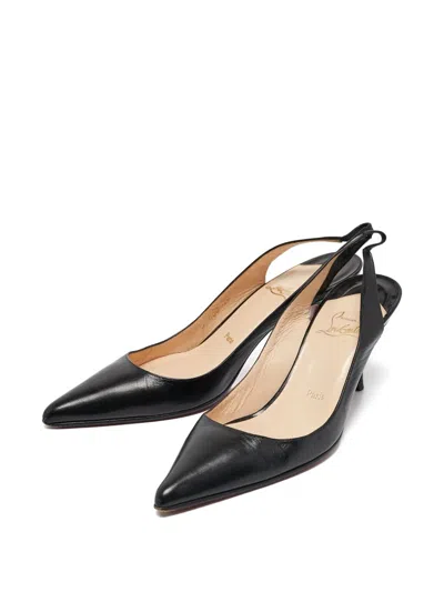 Pre-owned Christian Louboutin 85mm V Sling Leather Pumps