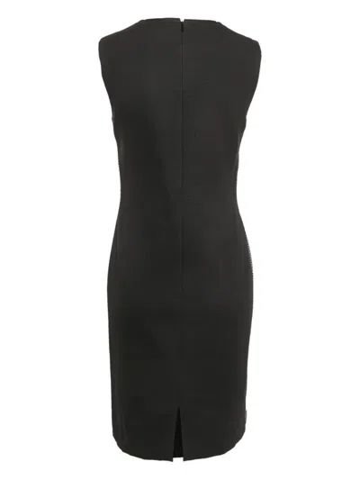 Pre-owned Hugo Boss Textured Stripe Midi Dress In Black