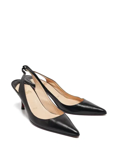 Pre-owned Christian Louboutin 85mm V Sling Leather Pumps