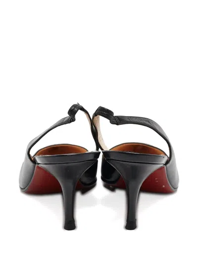 Pre-owned Christian Louboutin 85mm V Sling Leather Pumps
