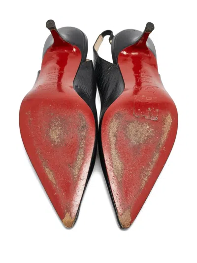 Pre-owned Christian Louboutin 85mm V Sling Leather Pumps