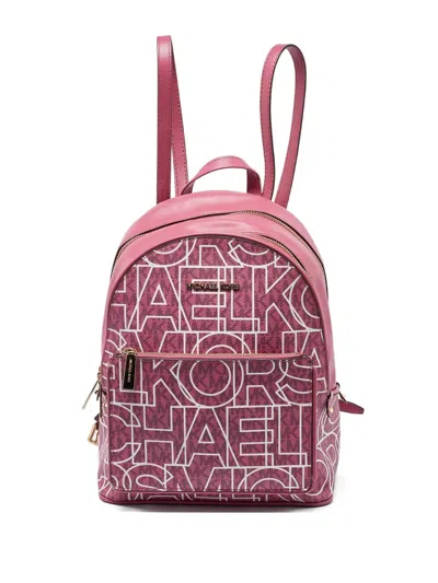 Pre-owned Michael Kors Logo Leather Backpack In Pink