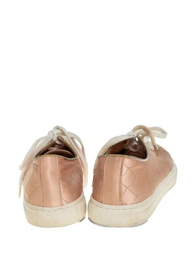 Pre-owned Charlotte Olympia Web-pattern Satin Sneakers In Neutral