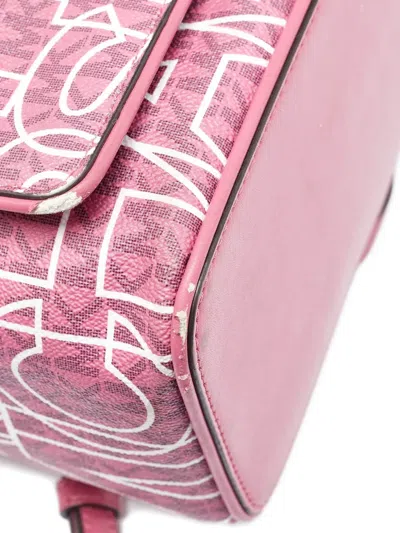 Pre-owned Michael Kors Logo Leather Backpack In Pink