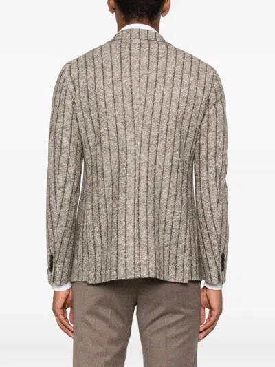 Tagliatore Striped-pattern Single-breasted Blazer In Brown