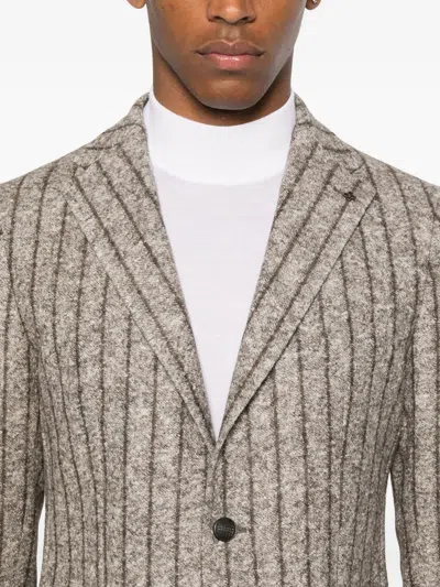 Tagliatore Striped-pattern Single-breasted Blazer In Brown