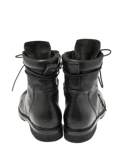 Pre-owned Rick Owens Vintage Lace-up Leather Combat Boots In Black