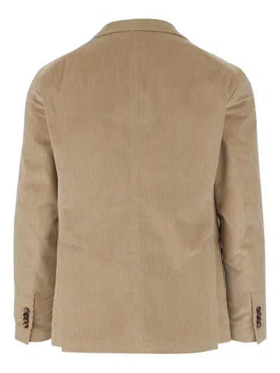 Tagliatore Single-breasted Jacket In Stretch Cotton Velvet In Nude