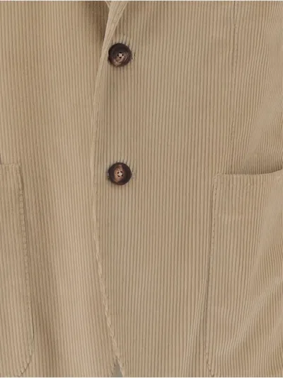 Tagliatore Single-breasted Jacket In Stretch Cotton Velvet In Nude