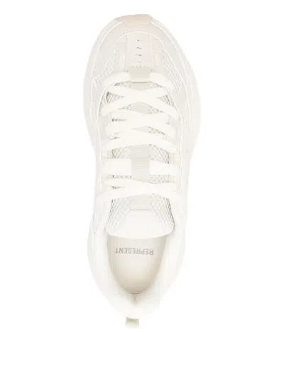 Represent Mens Beige Fashion Runner Mesh And Leather Low-top Trainers In Neutral
