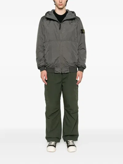 Stone Island 4100013 Hooded Down Jacket In Gray