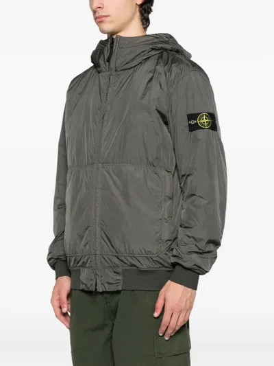 Stone Island 4100013 Hooded Down Jacket In Gray