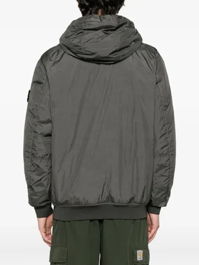 Stone Island 4100013 Hooded Down Jacket In Gray