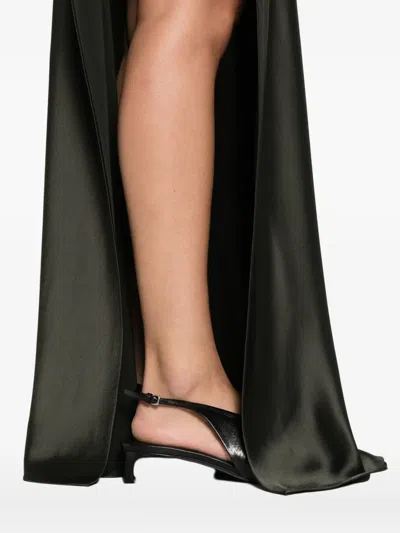 Nanushka Satin-paneled Asymetrical Maxi Dress In Black