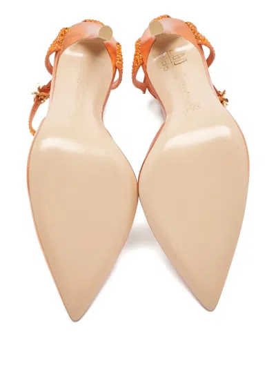 Pre-owned Gianvito Rossi 100mm Fleur Pumps In Orange
