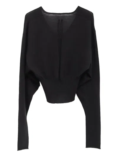 Rick Owens V-neck Sweater In Black