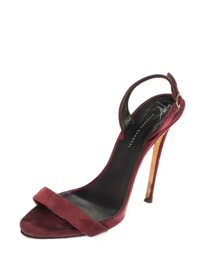 Pre-owned Giuseppe Zanotti Vintage 130mm Suede Slingback Sandals In Red