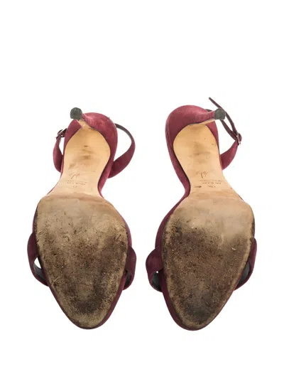 Pre-owned Giuseppe Zanotti Vintage 130mm Suede Slingback Sandals In Red