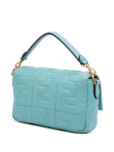 Pre-owned Fendi 2010-2025 Mini Zucca Embossed Leather Baguette Satchel