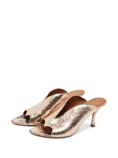 Pre-owned Malone Souliers 90mm Leather Heeled Mules In Neutral