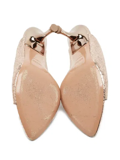 Pre-owned Malone Souliers 90mm Leather Heeled Mules In Neutral