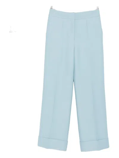 Valentino Cuffed-hem Tailored Trousers In Blue