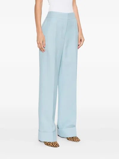 Valentino Cuffed-hem Tailored Trousers In Blue