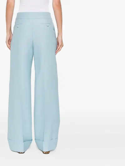 Valentino Cuffed-hem Tailored Trousers In Blue