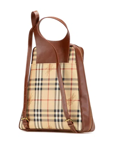 Pre-owned Burberry 2000-2017 Haymarket Check Coated Canvas Backpack