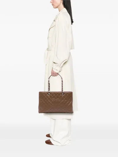 Pre-owned Chanel 2012 Caviar Grand Shopping Xl Tote Bag In Brown