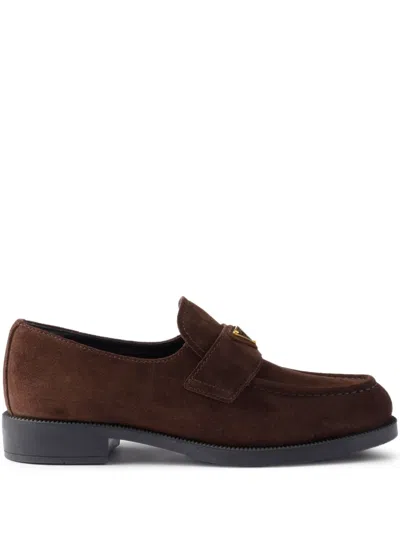 Prada Suede Triangle-logo Loafers
