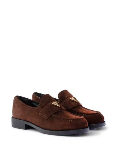 Prada Suede Triangle-logo Loafers