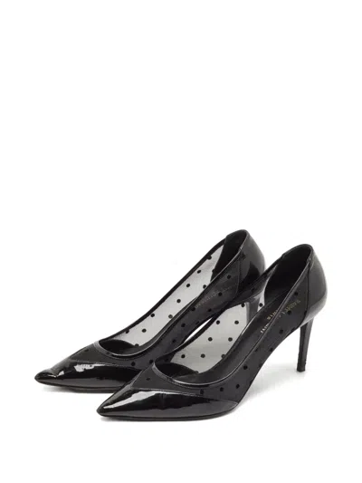 Pre-owned Saint Laurent Patent Leather Polka-dot Mesh Pumps