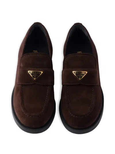 Prada Suede Triangle-logo Loafers