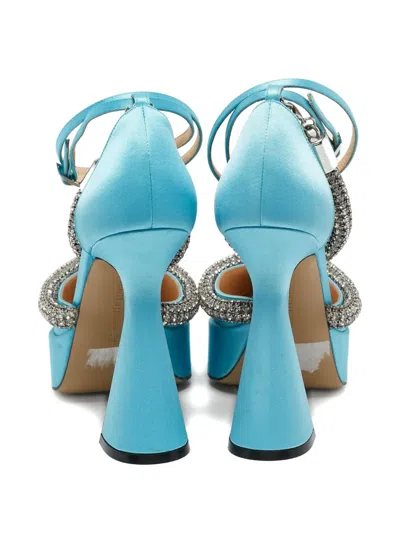 Pre-owned Mach&mach 130mm Crystal-embellished Heeled Sandals In Blue