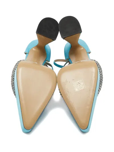 Pre-owned Mach&mach 130mm Crystal-embellished Heeled Sandals In Blue