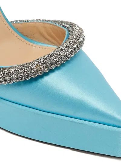 Pre-owned Mach&mach 130mm Crystal-embellished Heeled Sandals In Blue
