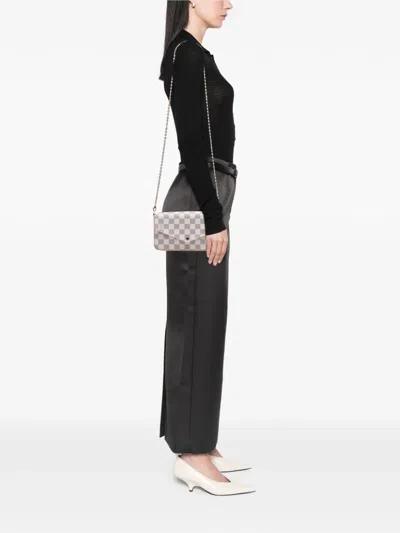 Pre-owned Louis Vuitton 2018 Damier Azur Pochette Felicie Crossbody Bag In White