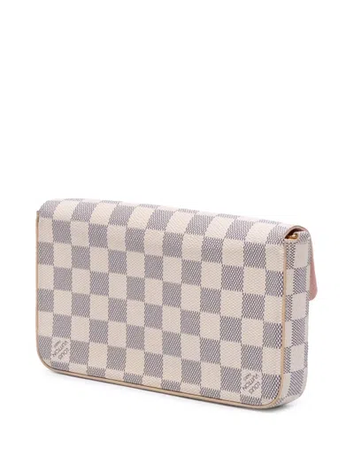 Pre-owned Louis Vuitton 2018 Damier Azur Pochette Felicie Crossbody Bag In White