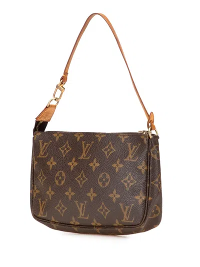 Pre-owned Louis Vuitton 1999 Monogram Pochette Accessoires Shoulder Bag In Brown