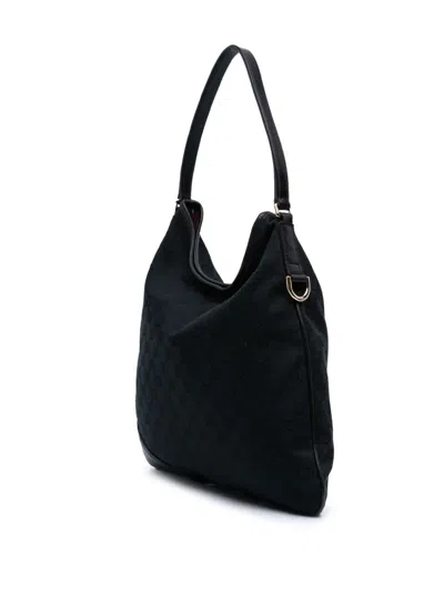 Pre-owned Gucci 2000-2015 Gg Canvas New Britt Hobo Bag In Black