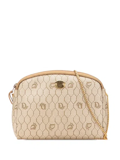 Pre-owned Dior 20th Century Honeycomb Coated Canvas Chain Crossbody Bag