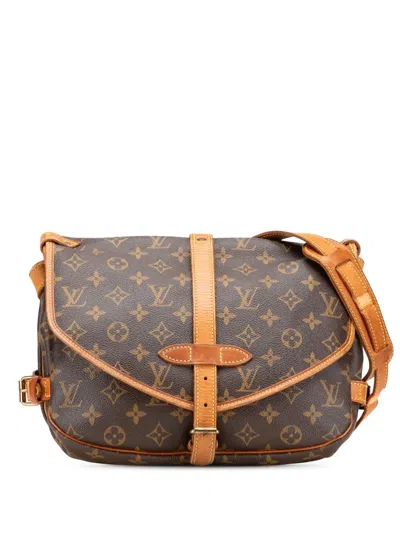 Pre-owned Louis Vuitton 1997 Monogram Saumur 30 Crossbody Bag In Brown