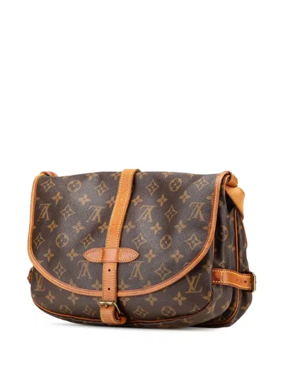 Pre-owned Louis Vuitton 1997 Monogram Saumur 30 Crossbody Bag In Brown