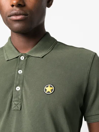 Star Point Logo-patch Polo Shirt In Green