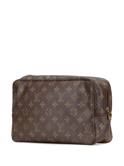 Pre-owned Louis Vuitton 1987 Monogram Trousse Toilette 28 Clutch Bag In Brown