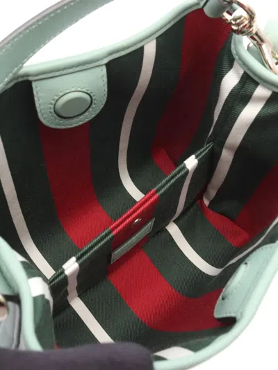 Pre-owned Gucci 2016-2025 Small Gg Supreme Emblem Bucket Bag Satchel In Green