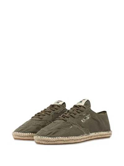 Autry Woven Jute Sole Flat Shoes With Lace-up Closure In Multi