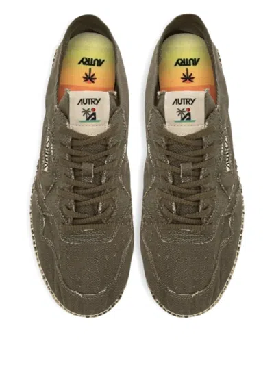 Autry Woven Jute Sole Flat Shoes With Lace-up Closure In Multi